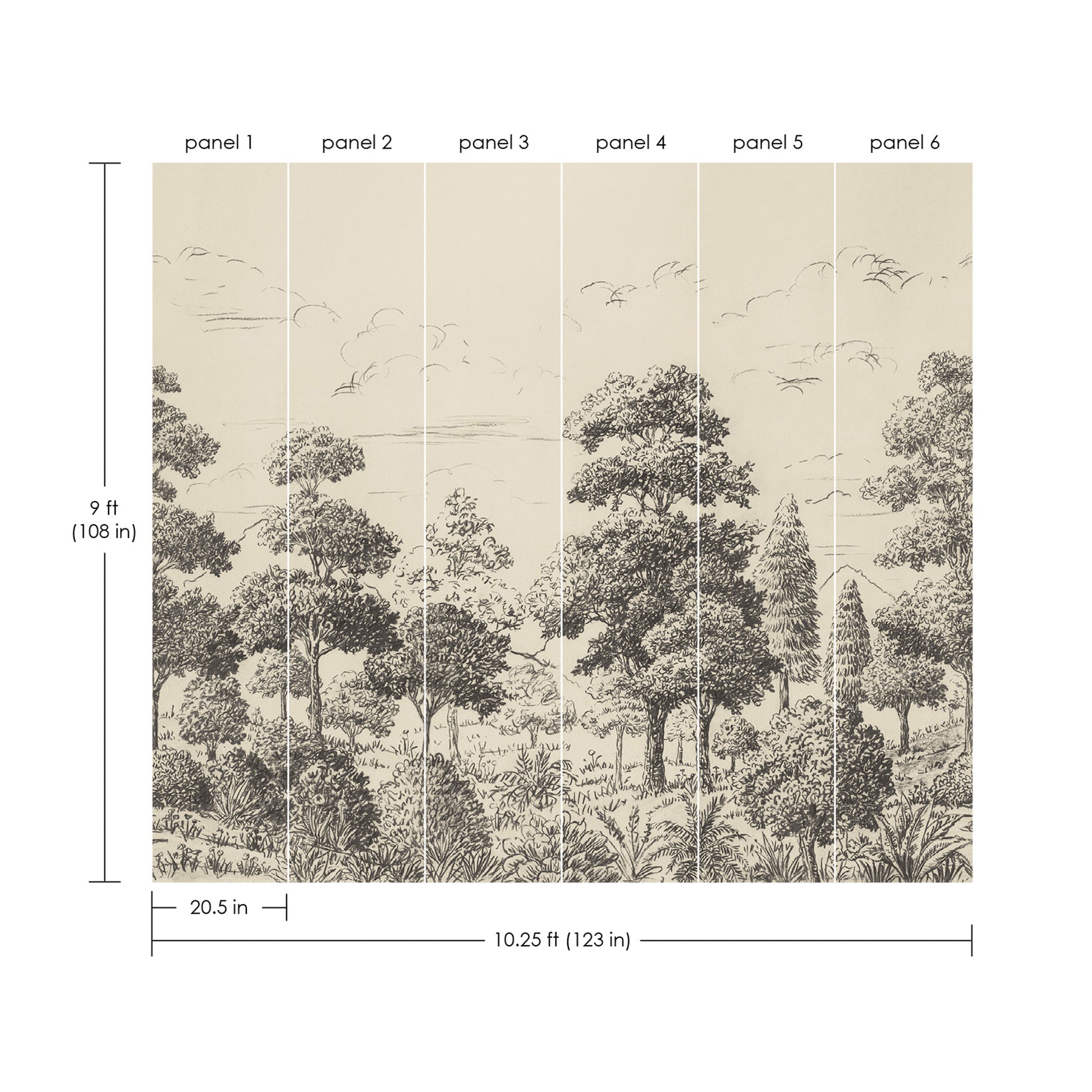 Sylva P&S Wall Murals - dimensions