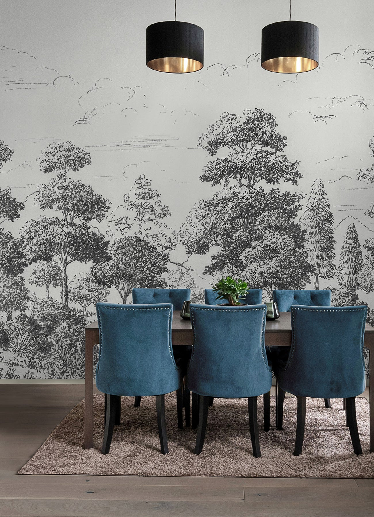 Sylva P&S Wall Murals in a room setting