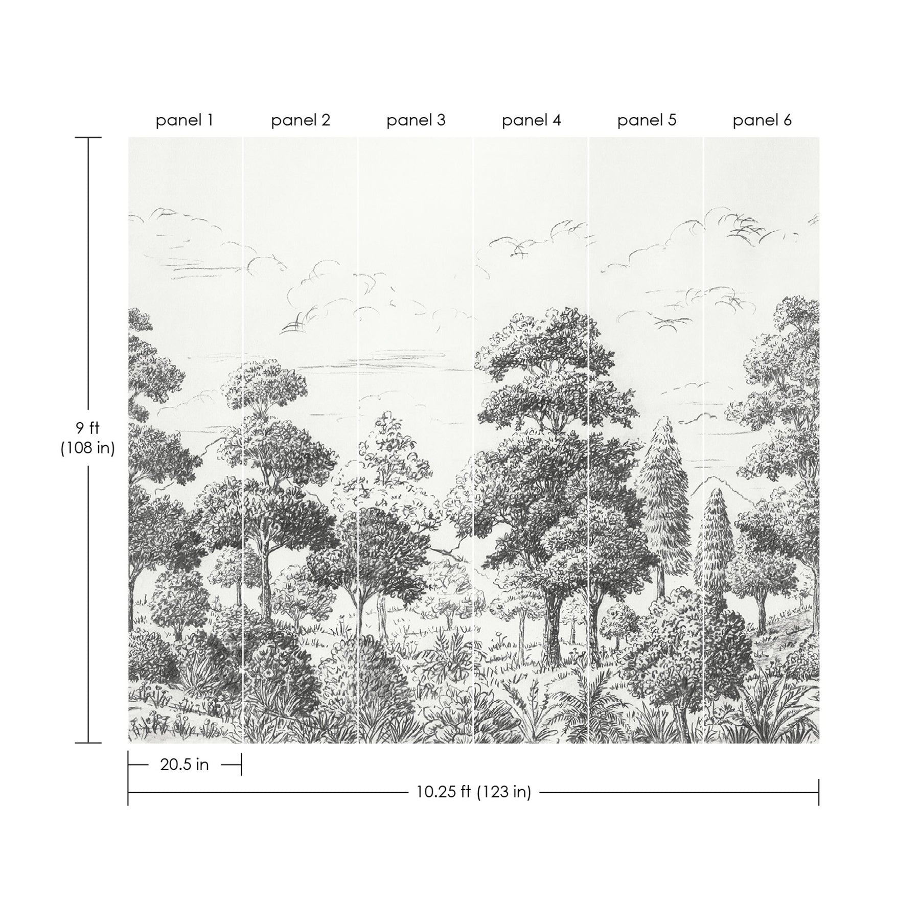 Sylva P&S Wall Murals - dimensions
