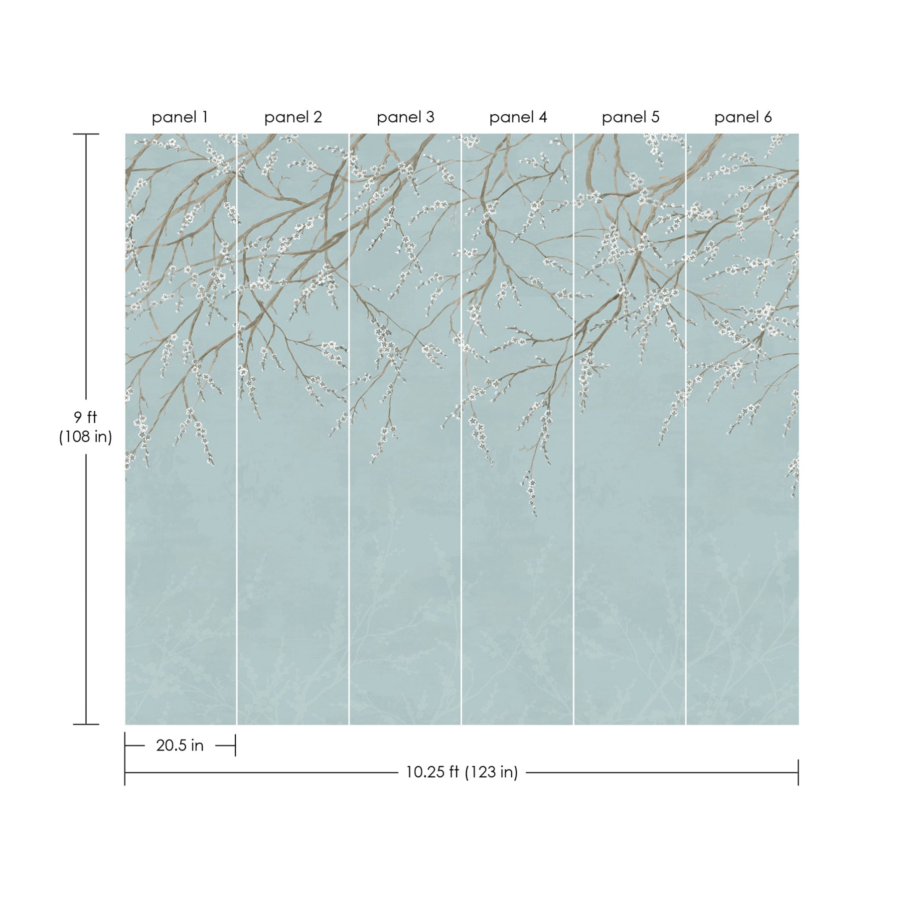 Hanami P&S Wall Murals - dimensions