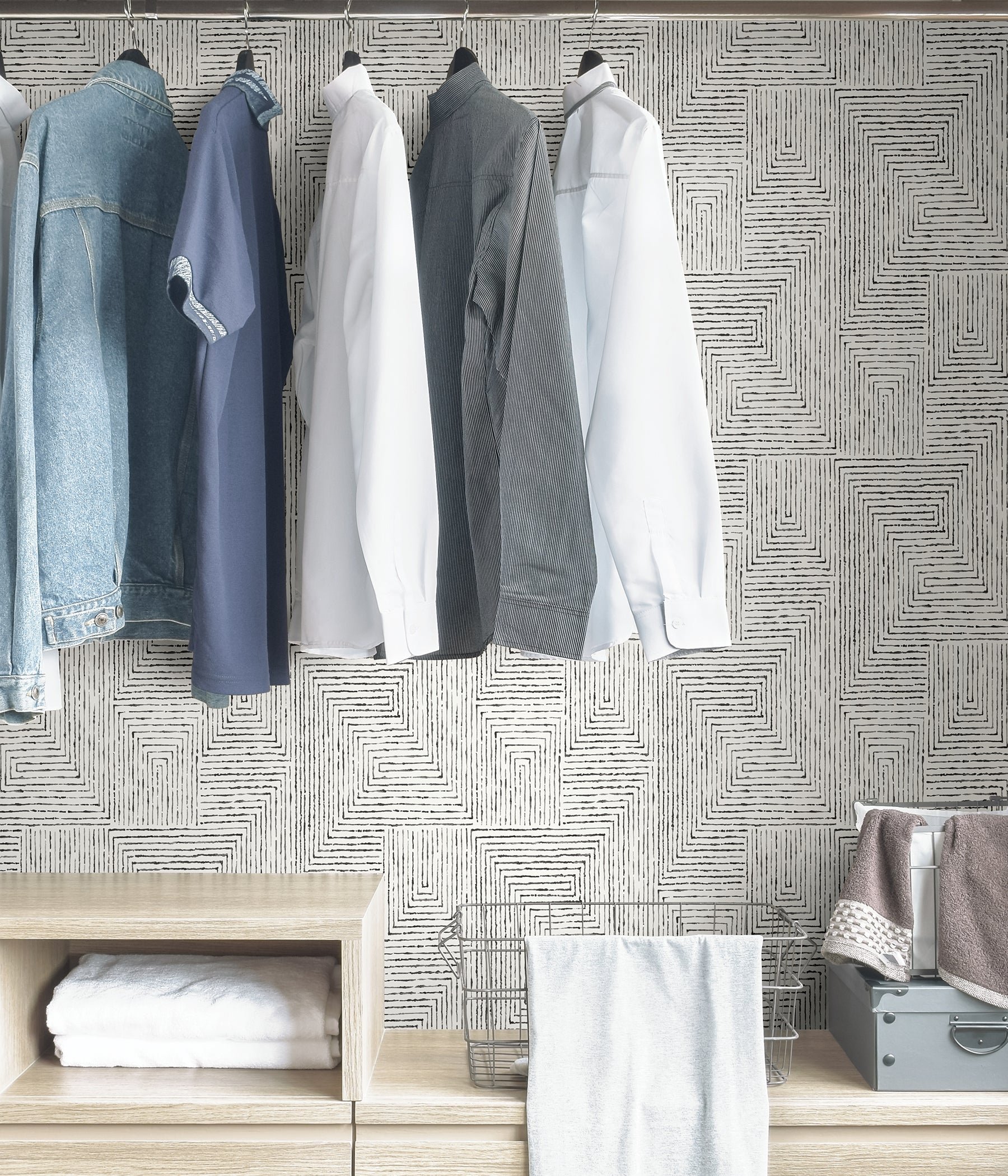 Ink P&S Wallpaper in a room setting
