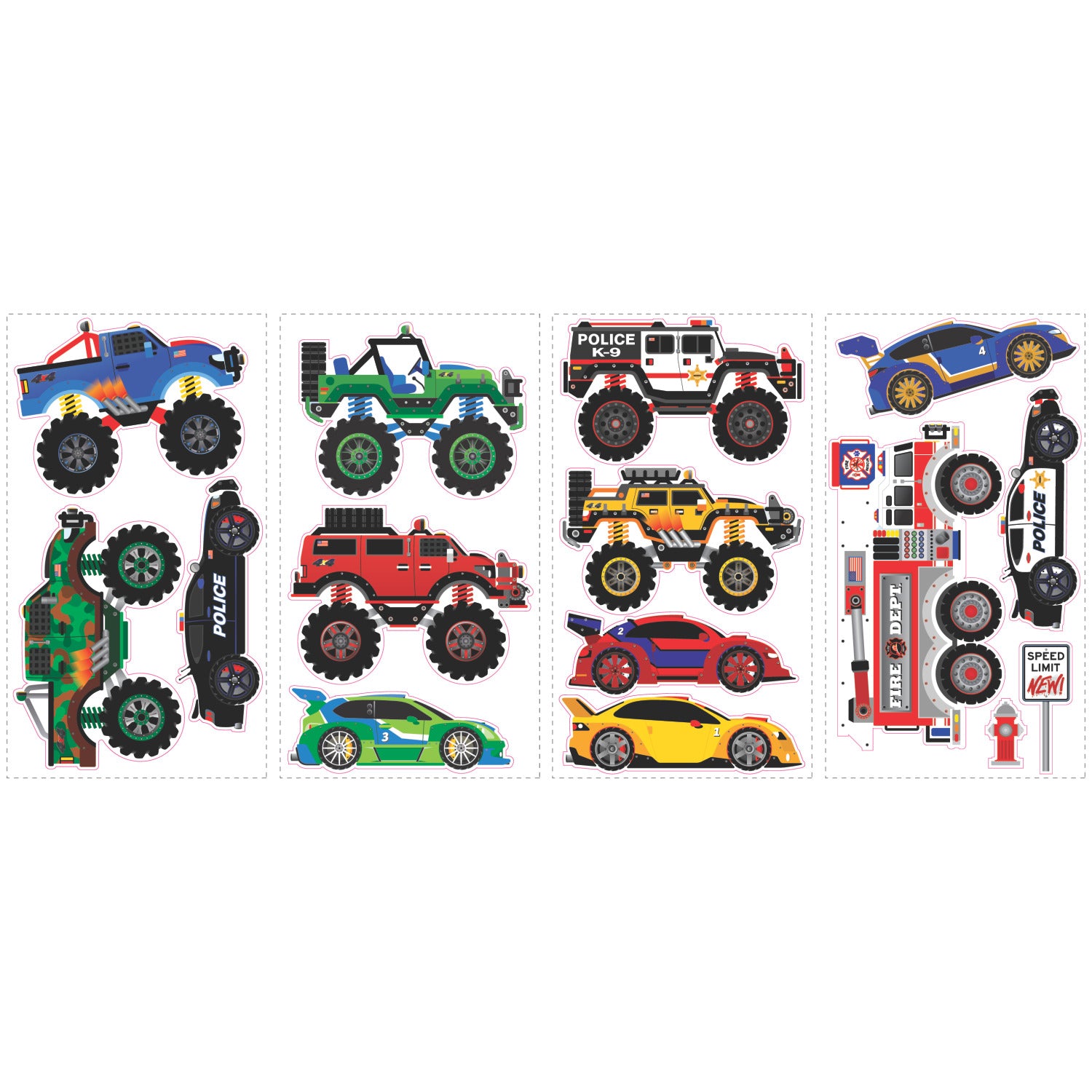 New Speed Limit Trucks Wall Decals - panels