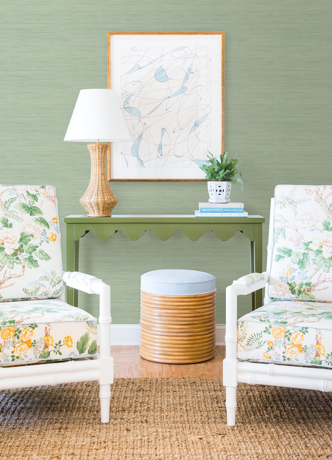Classic Faux P&S Wallpaper in a room setting