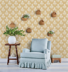 Flourish Block Print P&S Wallpaper in a room setting
