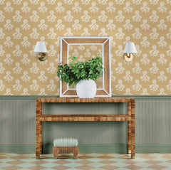 Flourish Block Print P&S Wallpaper in a room setting