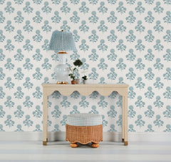 Flourish Block Print P&S Wallpaper in a room setting