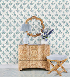 Flourish Block Print P&S Wallpaper in a room setting
