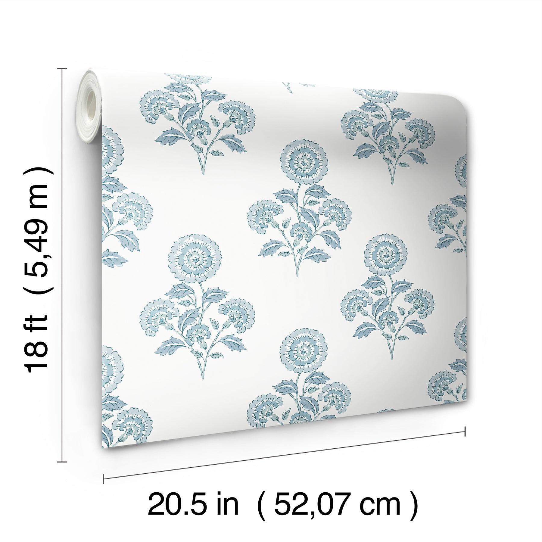 Flourish Block Print P&S Wallpaper - dimensions