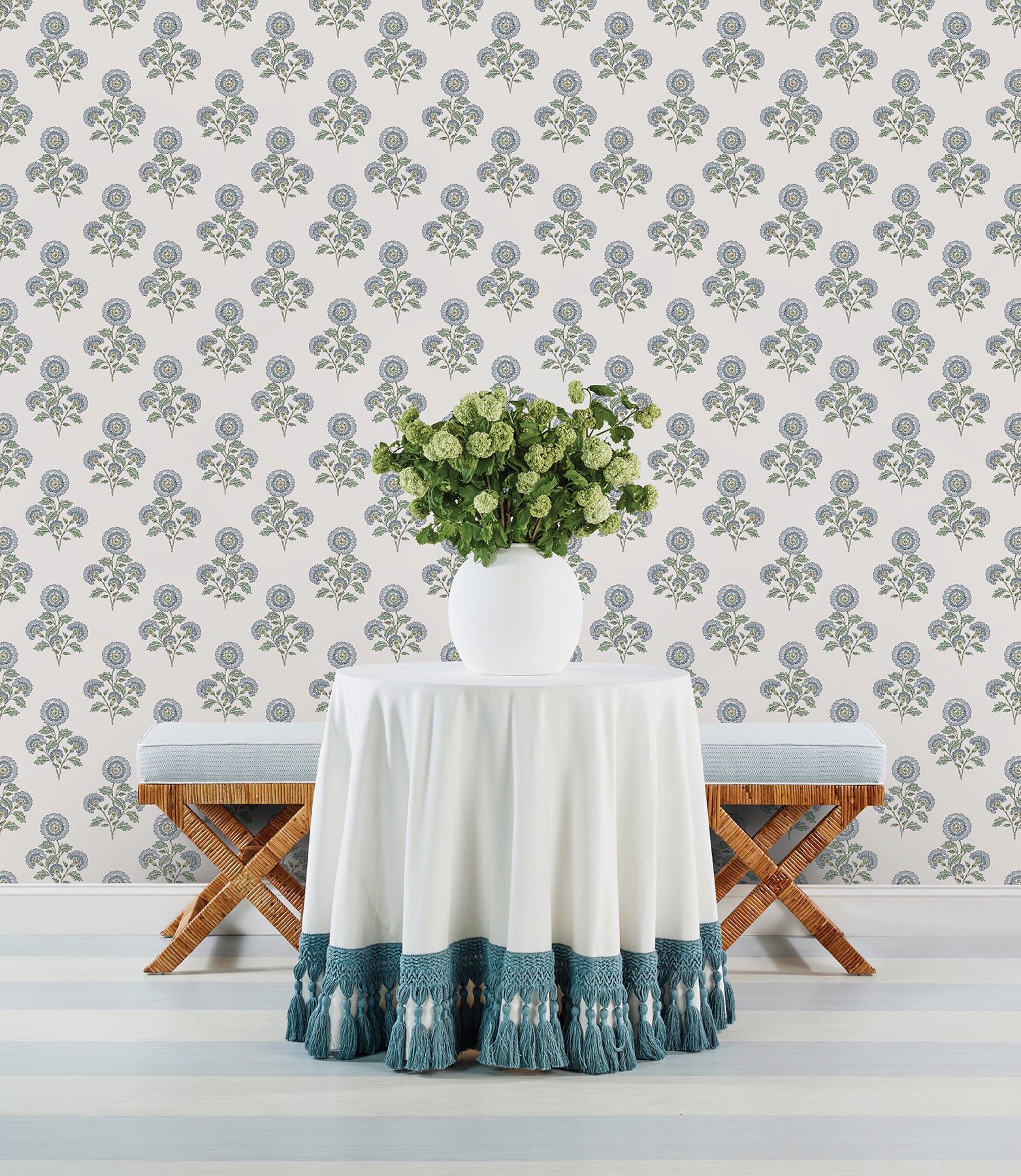 Flourish Block Print P&S Wallpaper in a room setting