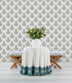 Flourish Block Print P&S Wallpaper in a room setting