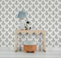 Flourish Block Print P&S Wallpaper in a room setting