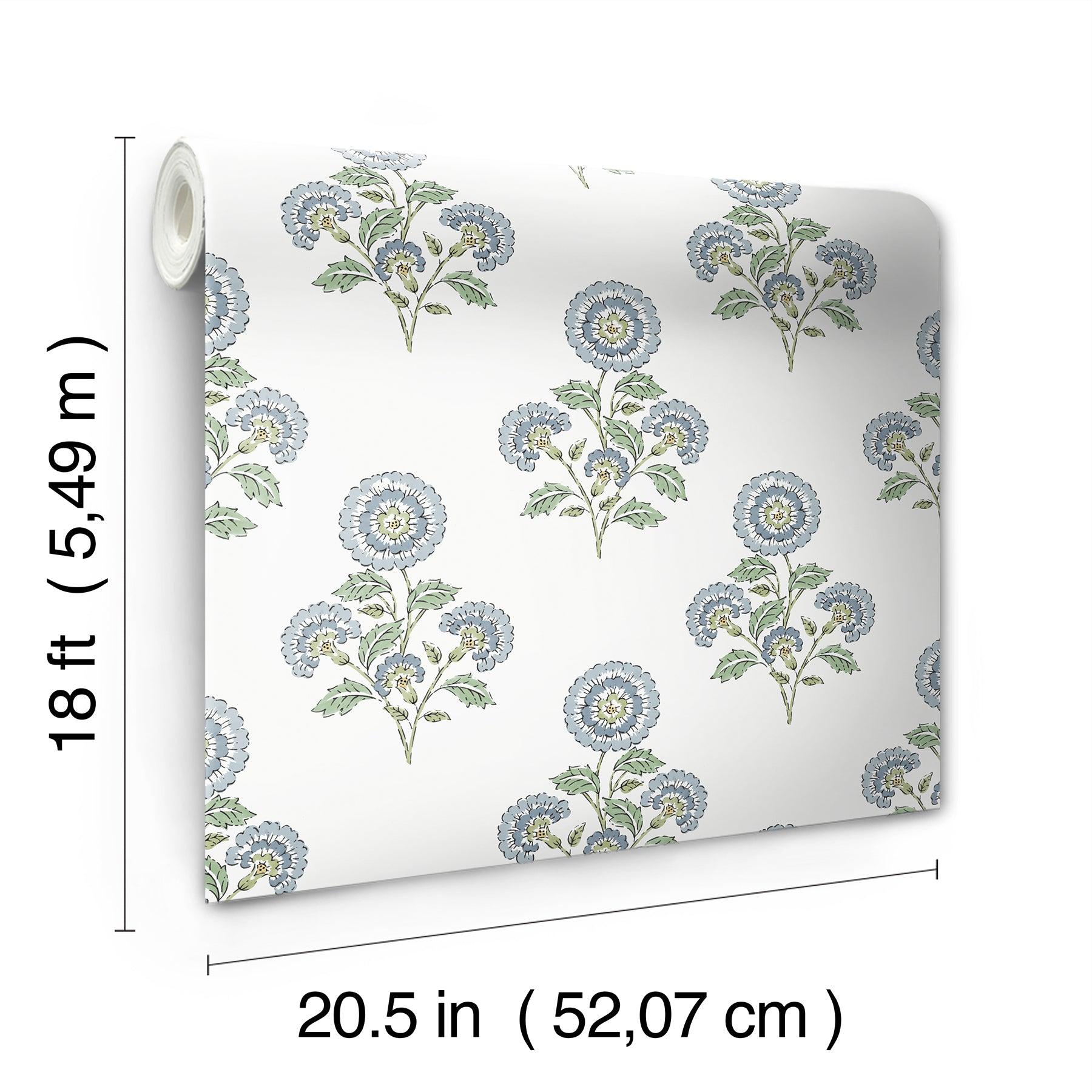 Flourish Block Print P&S Wallpaper - dimensions