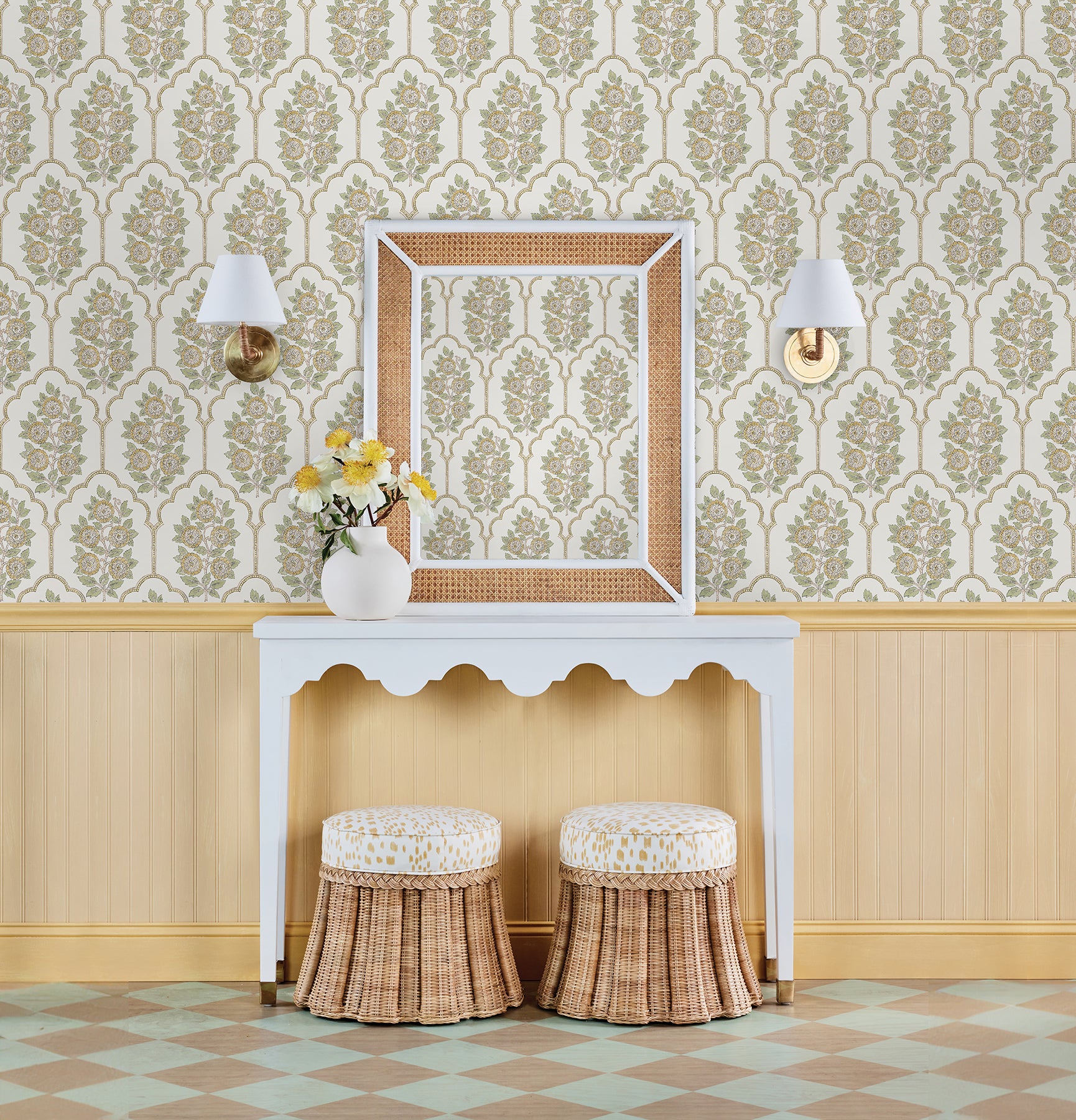 Floral Bazaar peel and stick wallpaper in a room setting