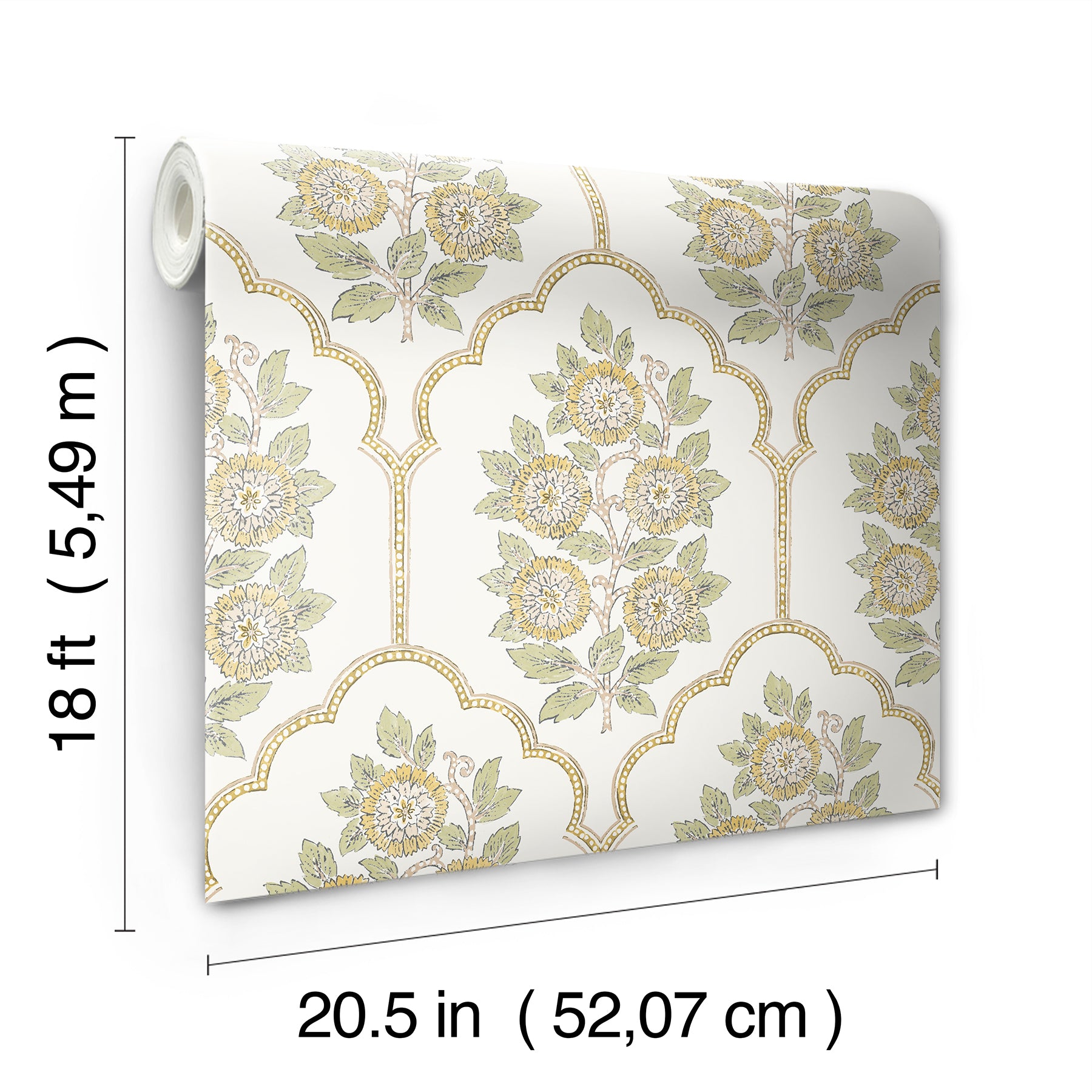Floral Bazaar peel and stick wallpaper - dimensions