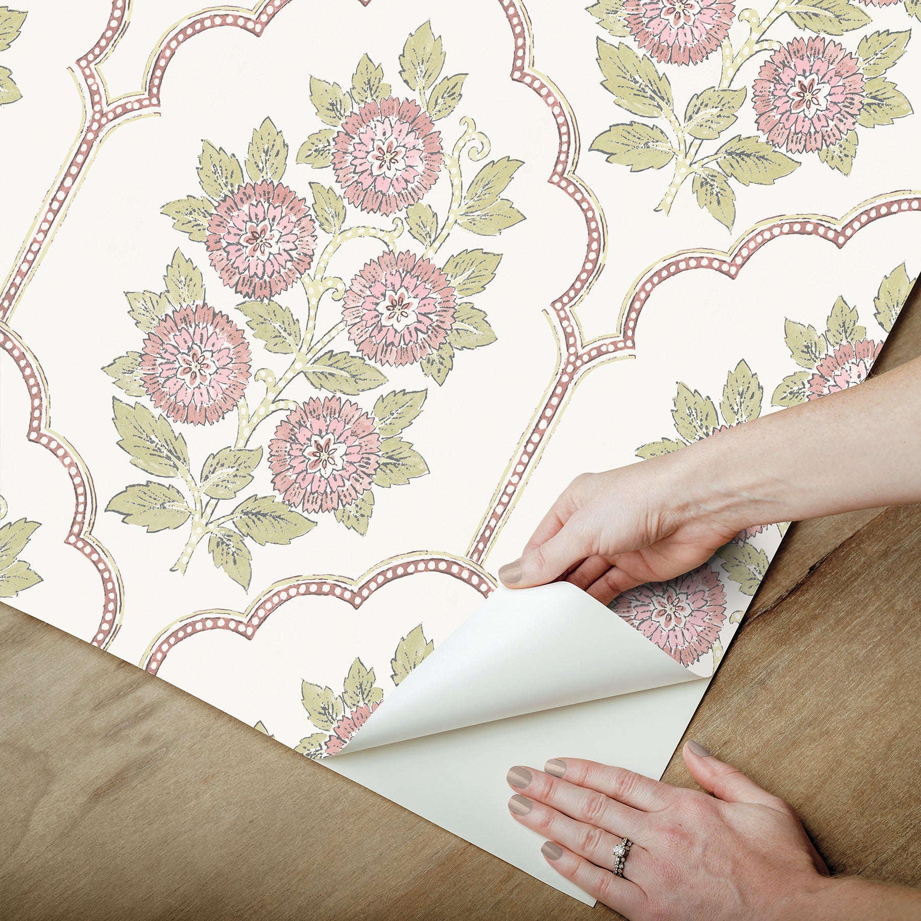 Floral Bazaar P&S Wallpaper peel step