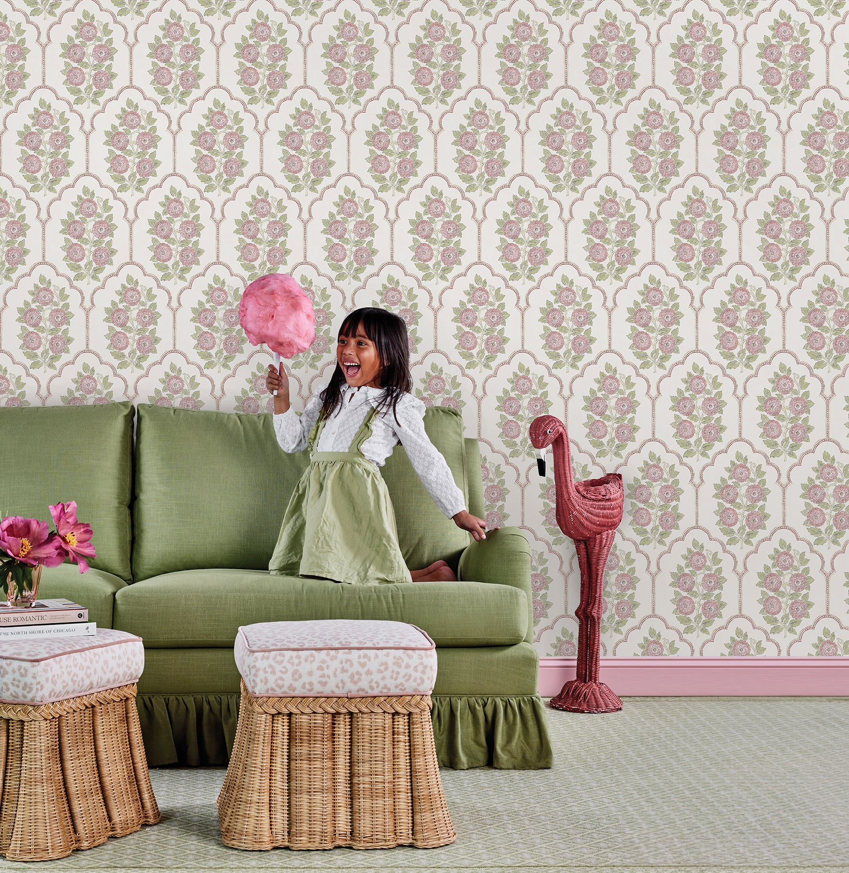 Floral Bazaar peel and stick wallpaper in a room setting