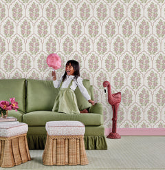 Floral Bazaar peel and stick wallpaper in a room setting