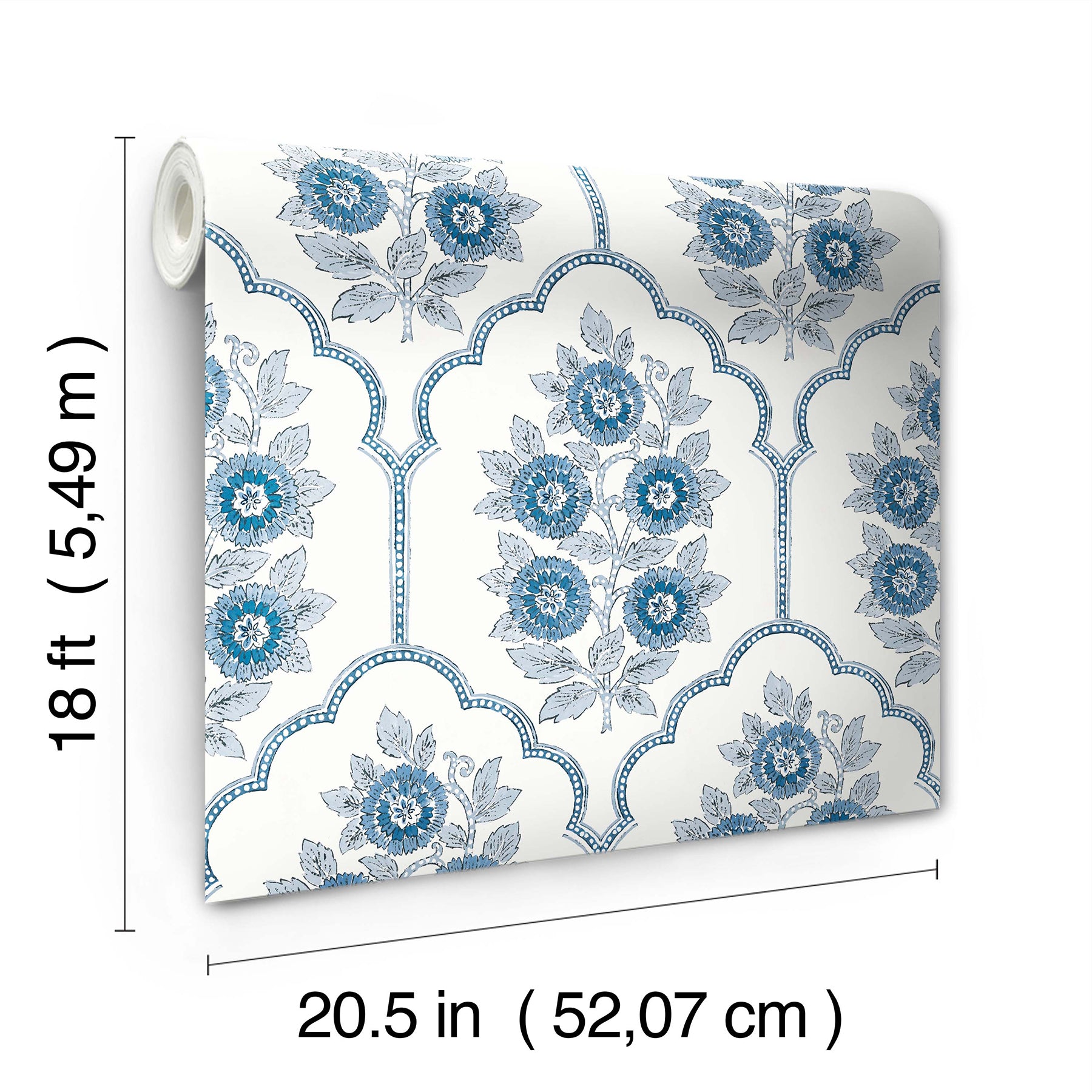 Floral Bazaar peel and stick wallpaper - dimensions