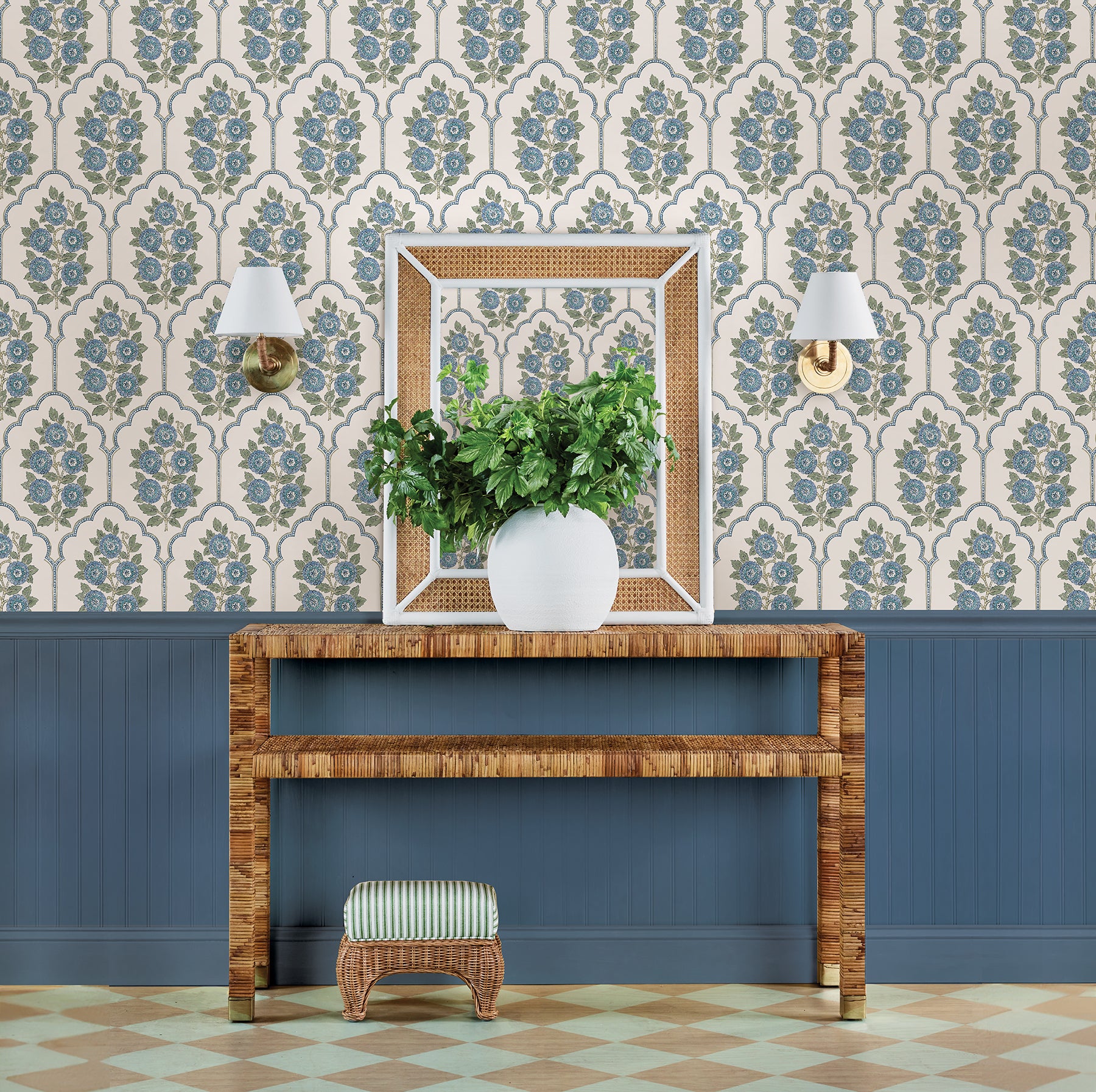 Floral Bazaar peel and stick wallpaper in a room setting