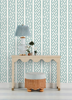 Bamboo Trellis Peel and stick wallpaper in a room setting