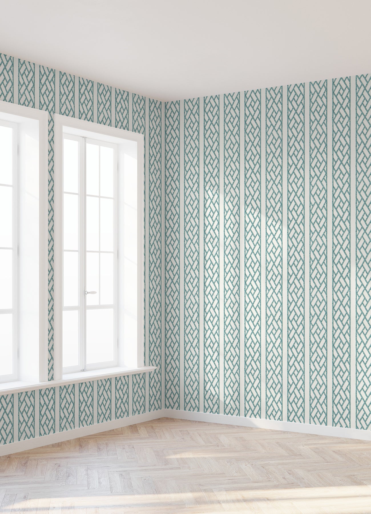 Bamboo Trellis Peel and stick wallpaper in a room setting
