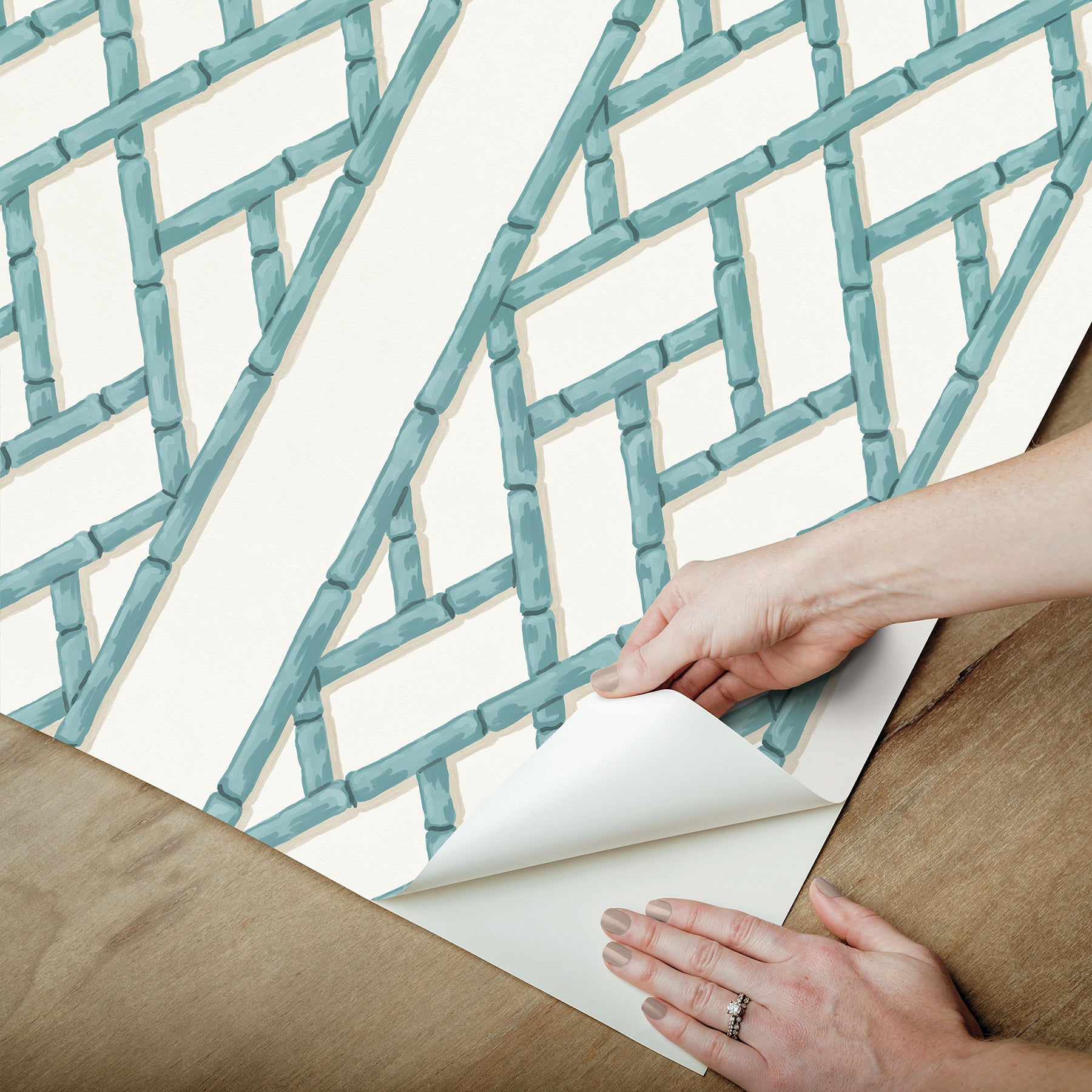 Bamboo Trellis Peel and stick wallpaper - how to peel