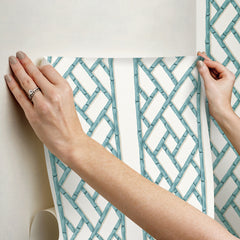Bamboo Trellis Peel and stick wallpaper - how to stick