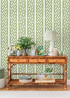 Bamboo Trellis Peel and stick wallpaper in a room setting