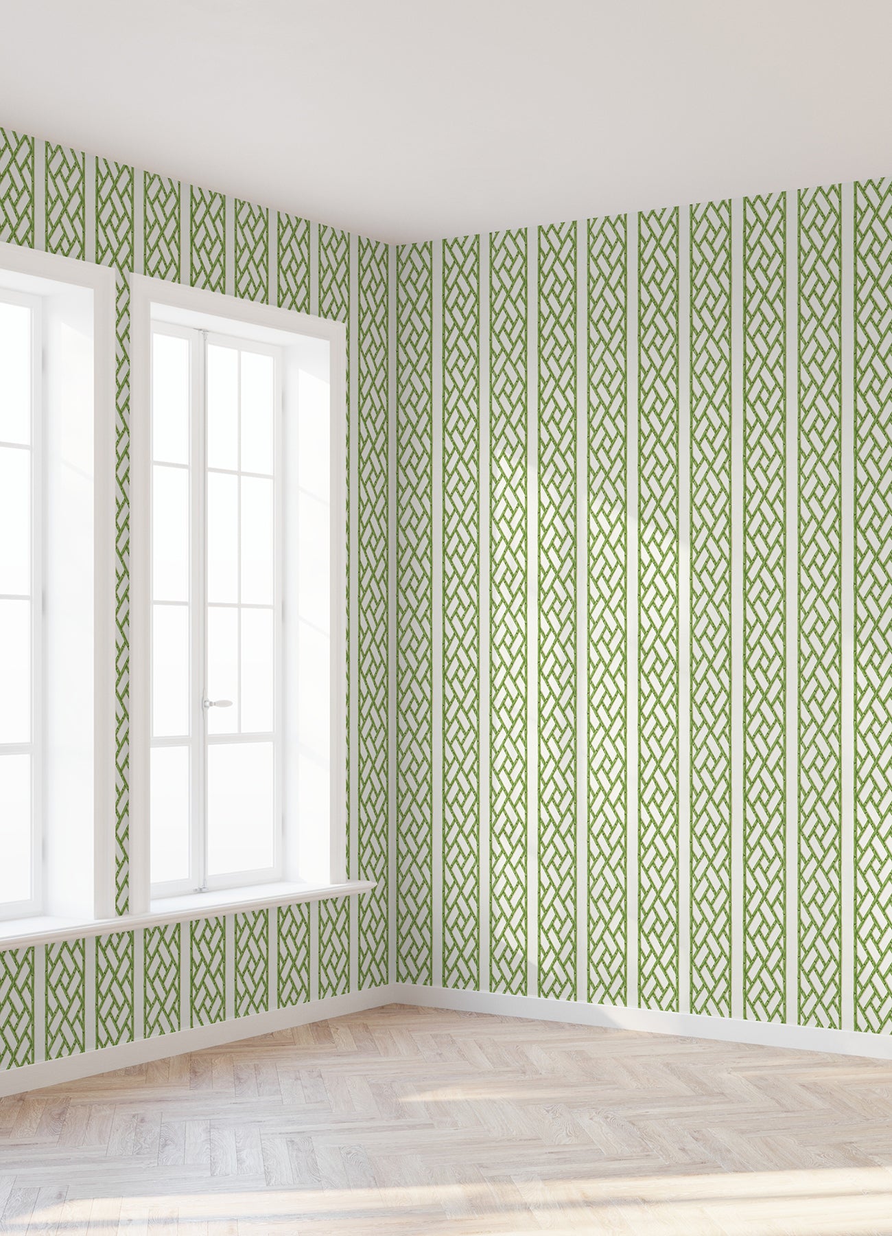 Bamboo Trellis Peel and stick wallpaper in a room setting