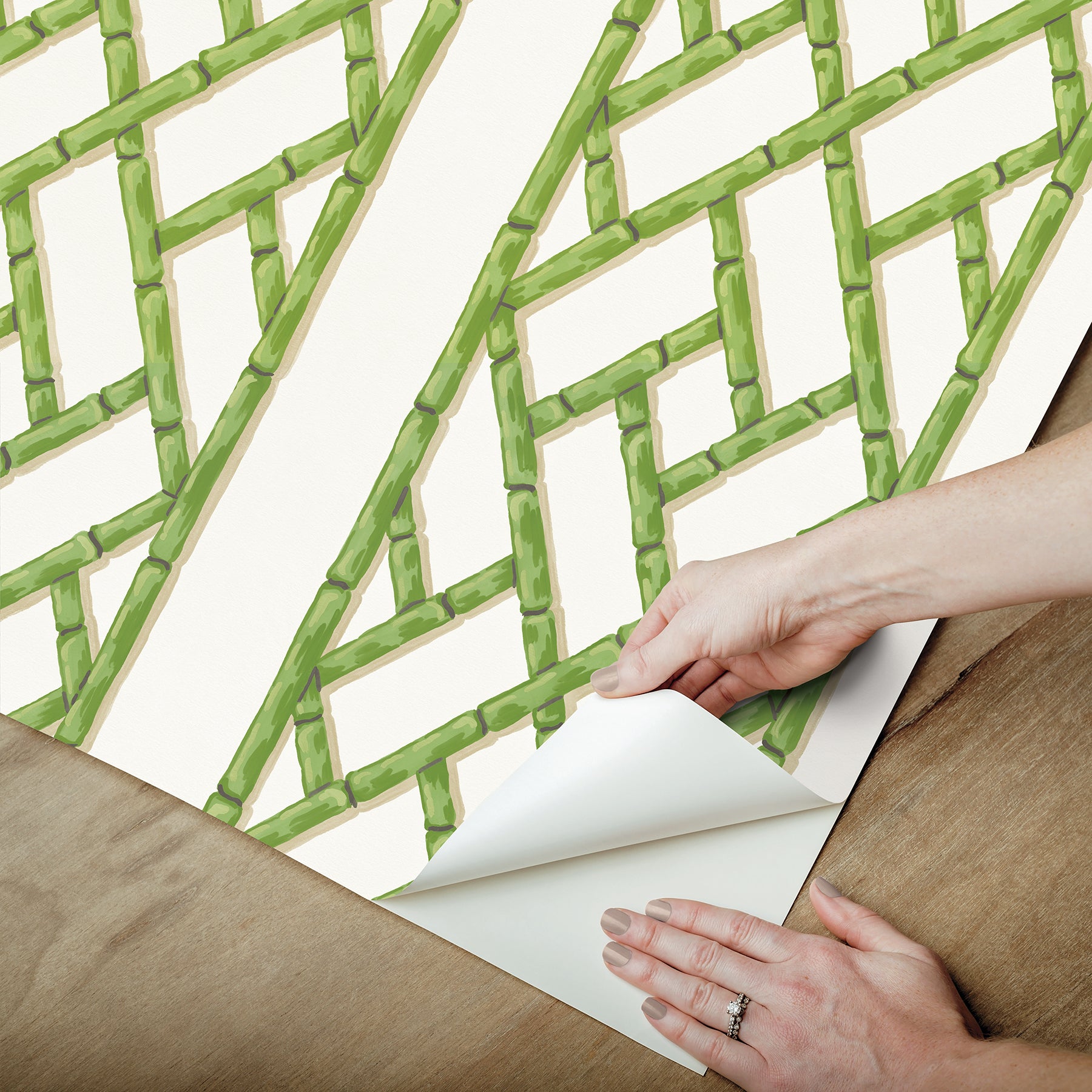 Bamboo Trellis Peel and stick wallpaper - how to peel