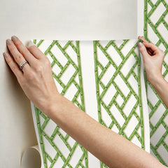Bamboo Trellis Peel and stick wallpaper - how to stick