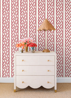 Bamboo Trellis Peel and stick wallpaper in a room setting