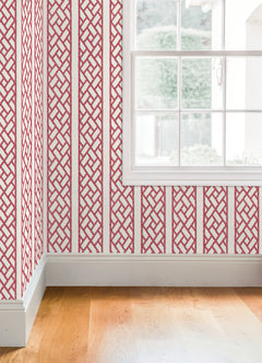 Bamboo Trellis Peel and stick wallpaper in a room setting