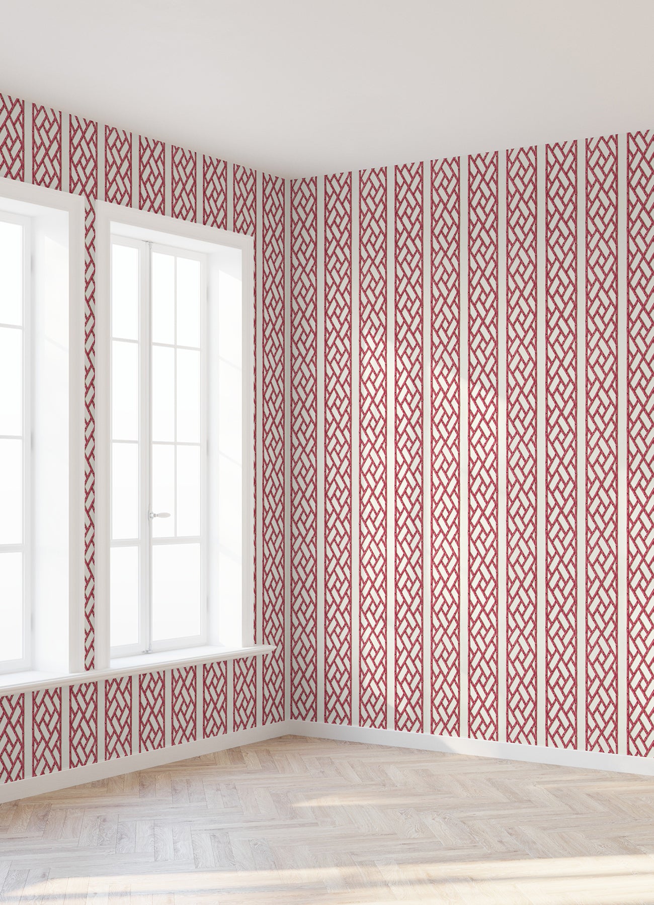 Bamboo Trellis Peel and stick wallpaper in a room setting