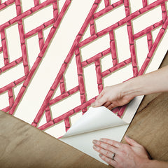 Bamboo Trellis Peel and stick wallpaper - how to peel