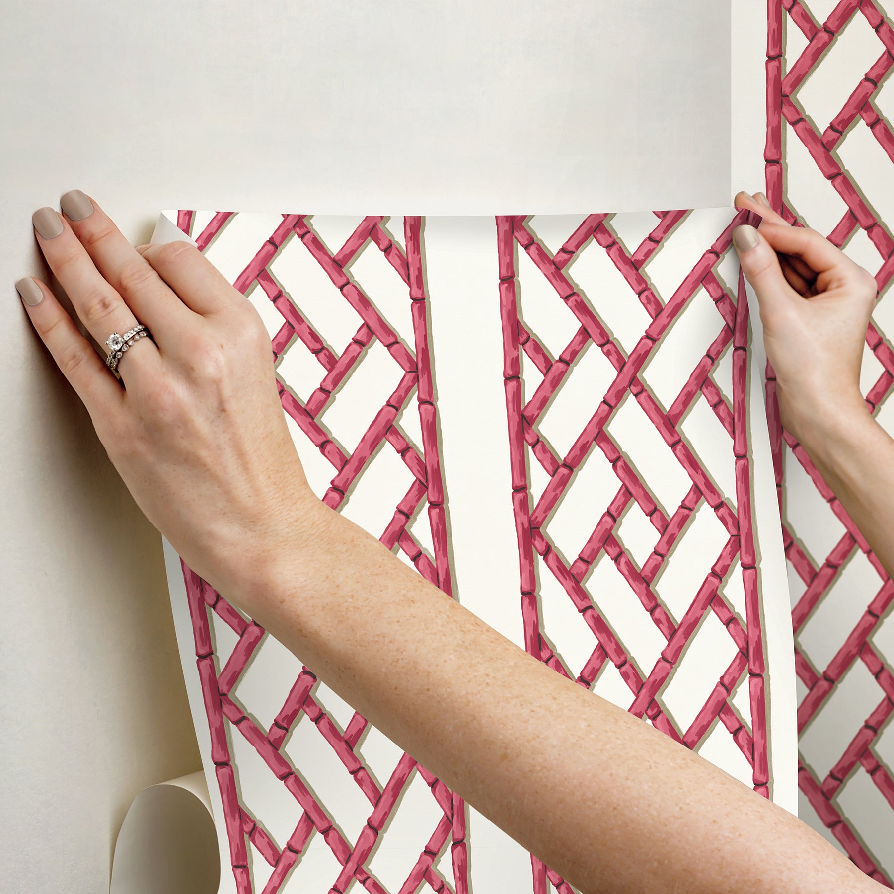 Bamboo Trellis Peel and stick wallpaper - how to stick