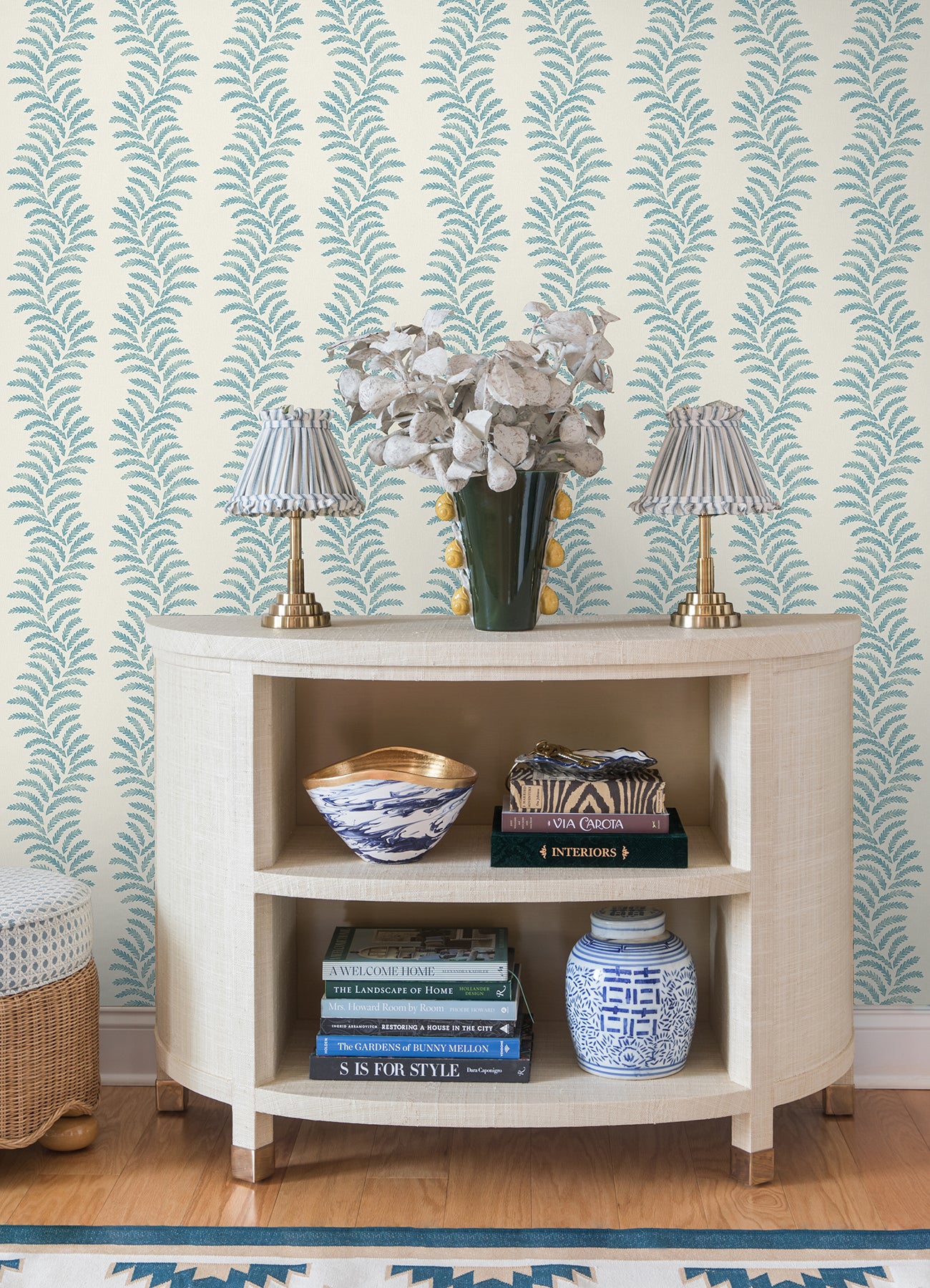 Lady Fern Peel and stick wallpaper in a room setting