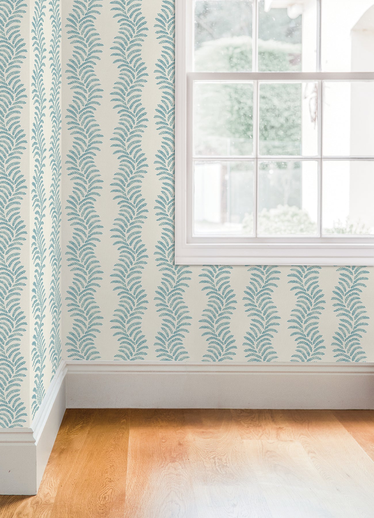 Lady Fern Peel and stick wallpaper in a room setting