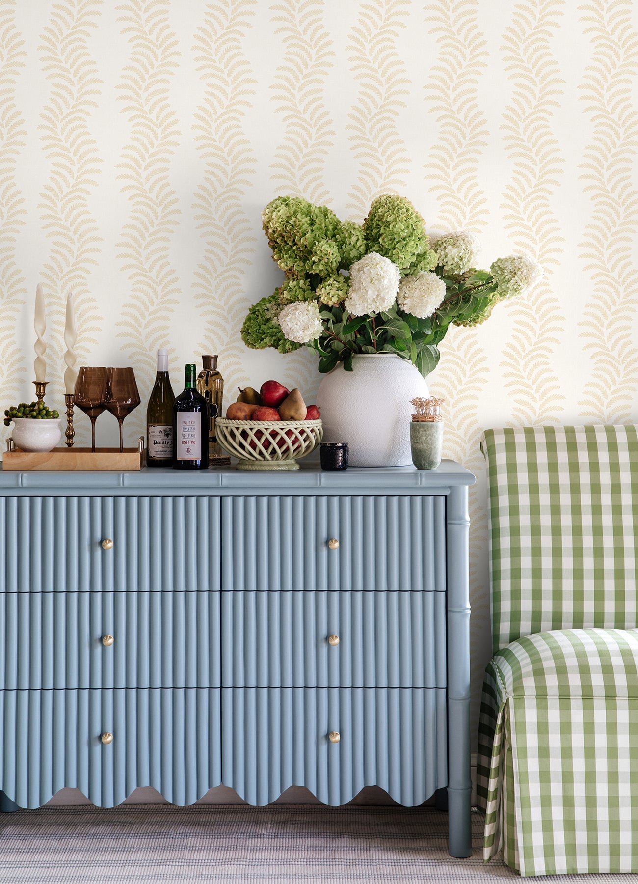 Lady Fern Peel and stick wallpaper in a room setting