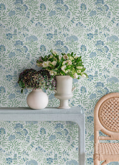 Leafy Floral Peel and stick wallpaper in a room setting