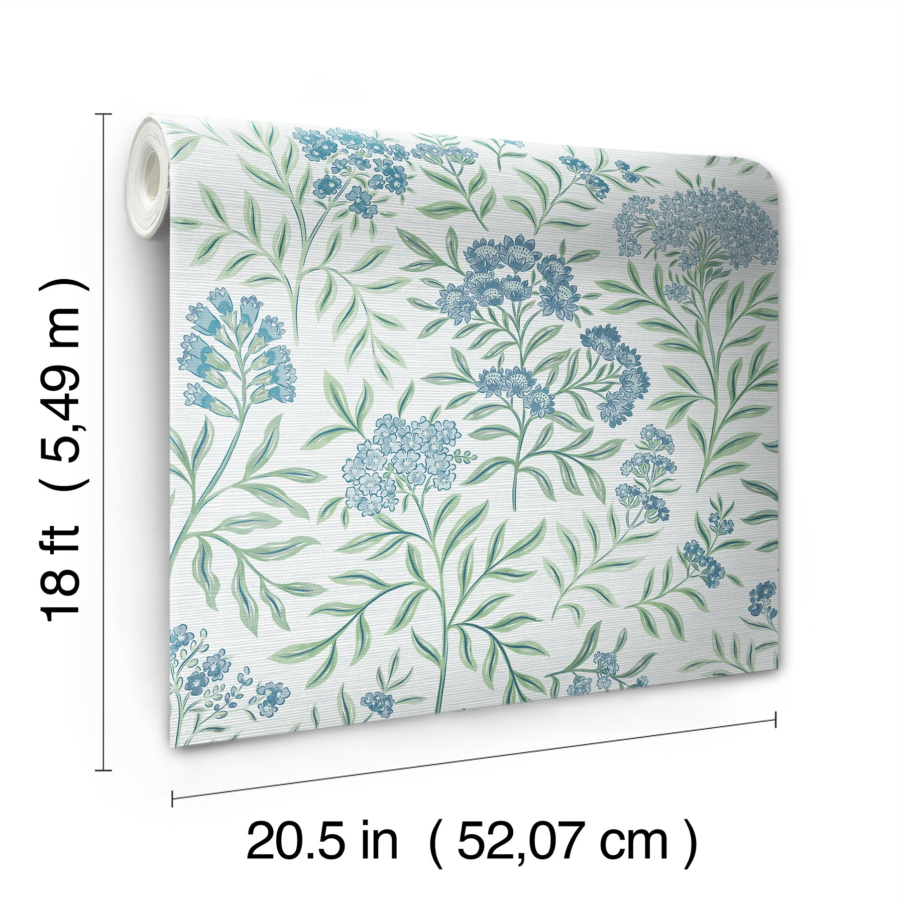 Leafy Floral Peel and stick wallpaper - dimensions