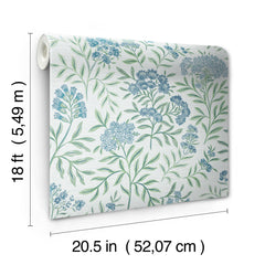 Leafy Floral Peel and stick wallpaper - dimensions