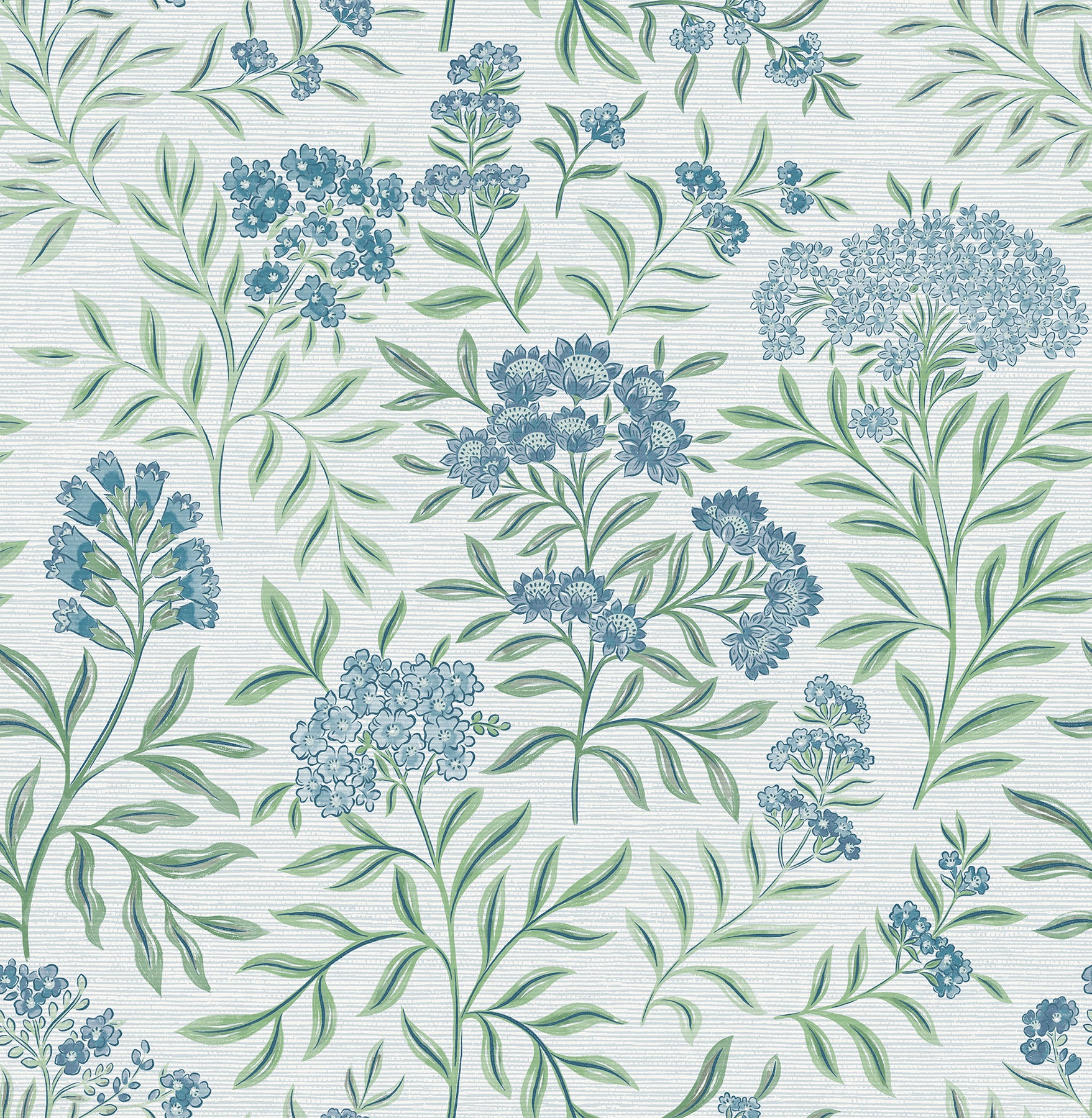 Introduce a touch of elegance to your space with the Society Social Leafy Floral Peel and Stick Wallpaper by WallPops. This seamless wallpaper features hand-drawn pink flowers and green leafy stems set against a beige textured background, creating a soft and delicate floral pattern with clusters of blooms evenly scattered throughout the design.