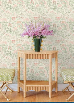 Leafy Floral Peel and stick wallpaper in a room setting