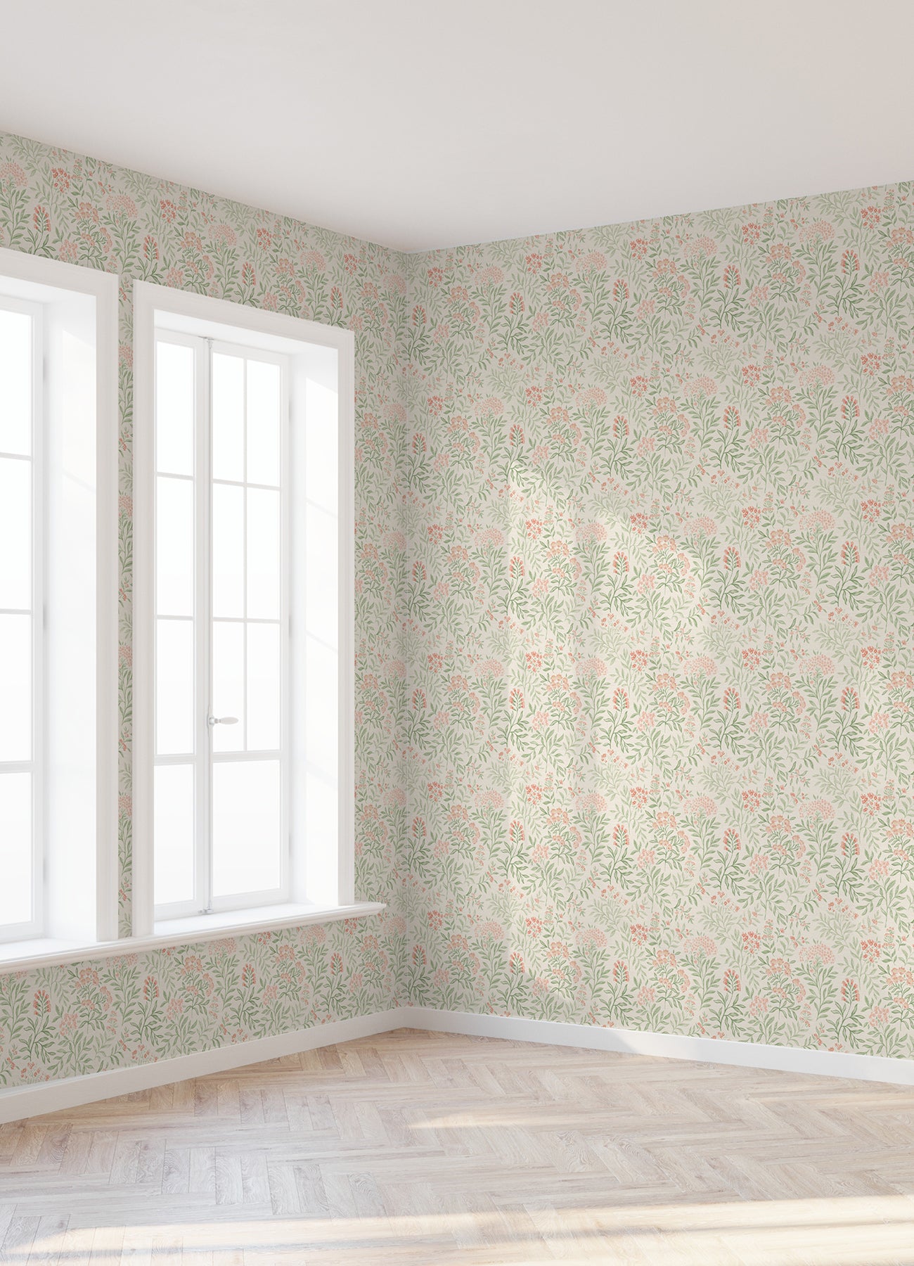 Leafy Floral Peel and stick wallpaper in a room setting