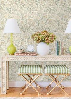 Leafy Floral Peel and stick wallpaper in a room setting