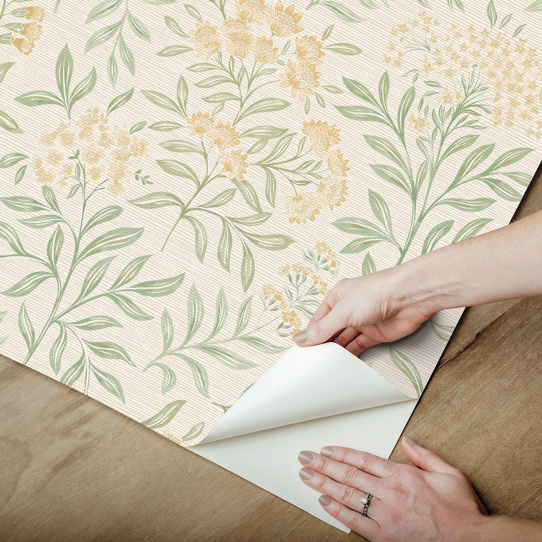 Leafy Floral Peel and stick wallpaper - how to peel