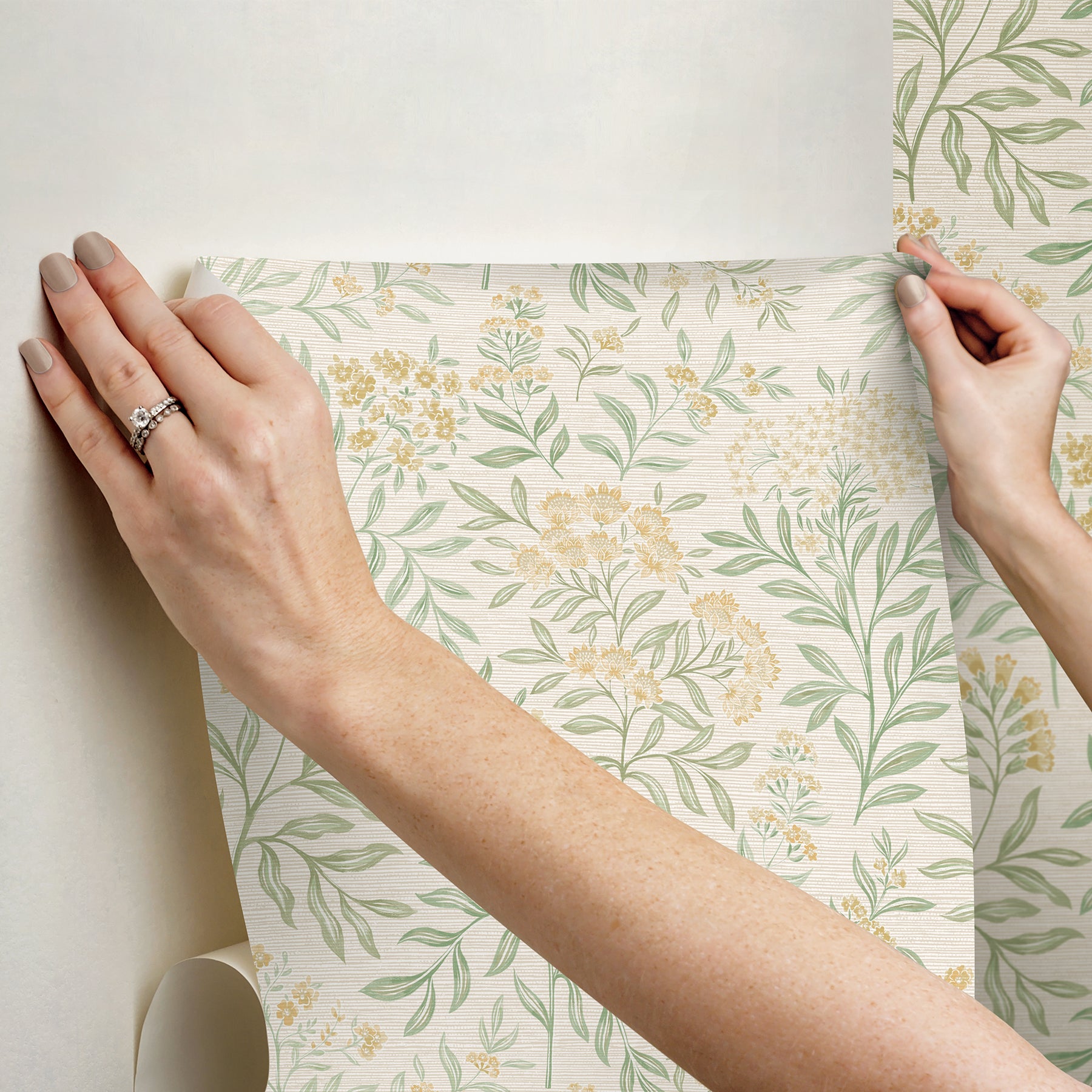 Leafy Floral Peel and stick wallpaper - how to stick