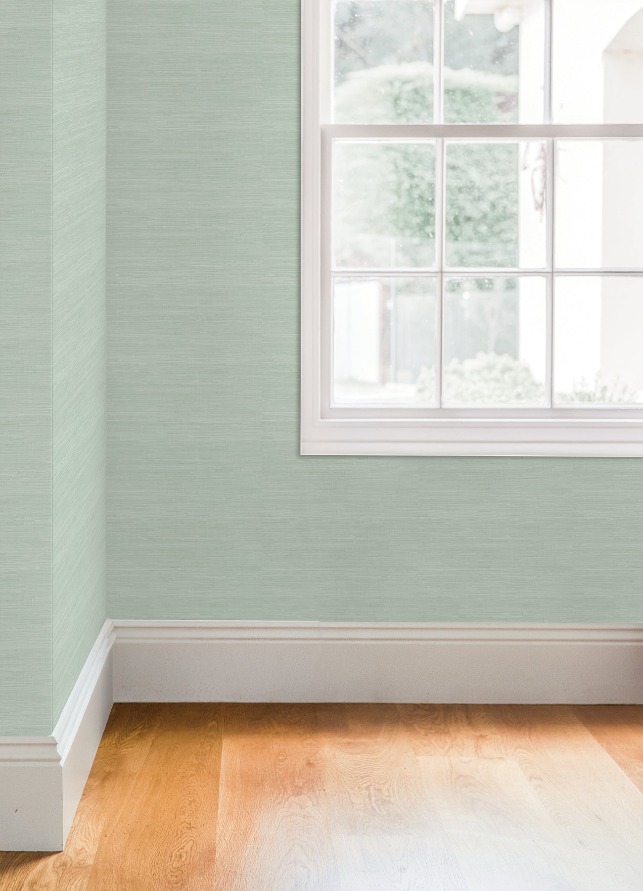 Classic Faux Grasscloth Peel and stick wallpaper in a room setting