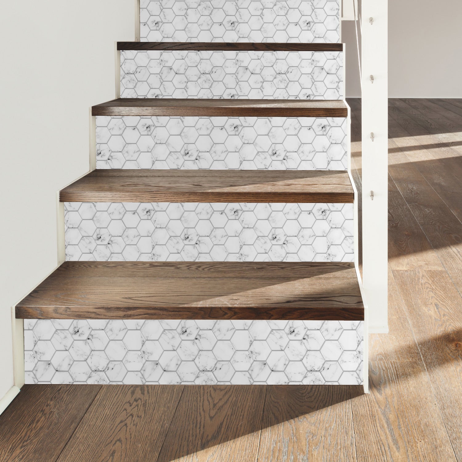 Carrara Marble Hexagon Tiles in a room setting